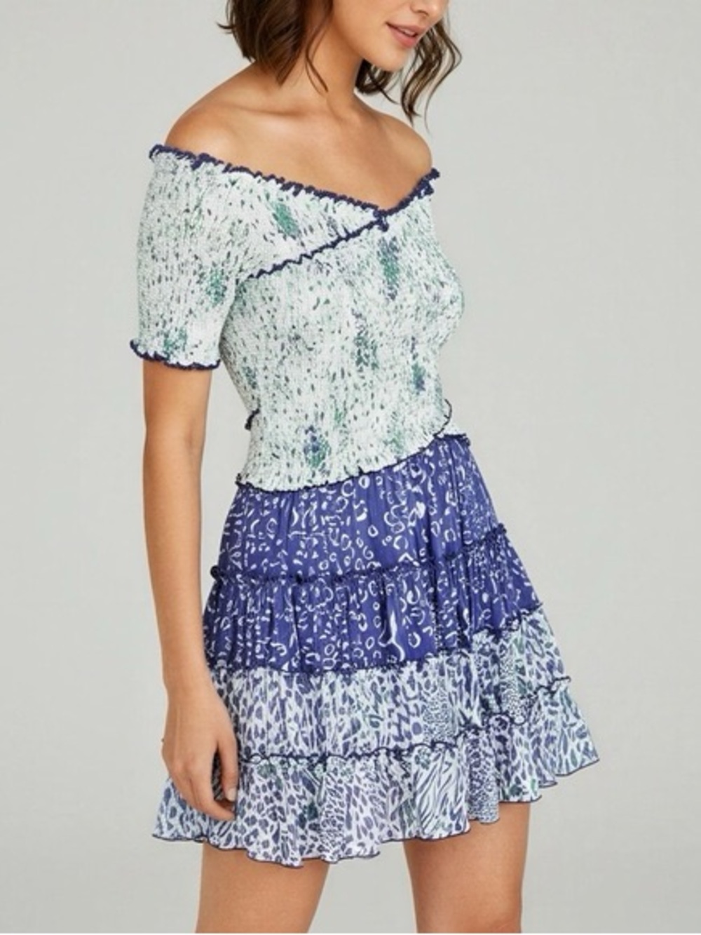 Poupette St Barth Soledad Floral Smocked Mini Dress